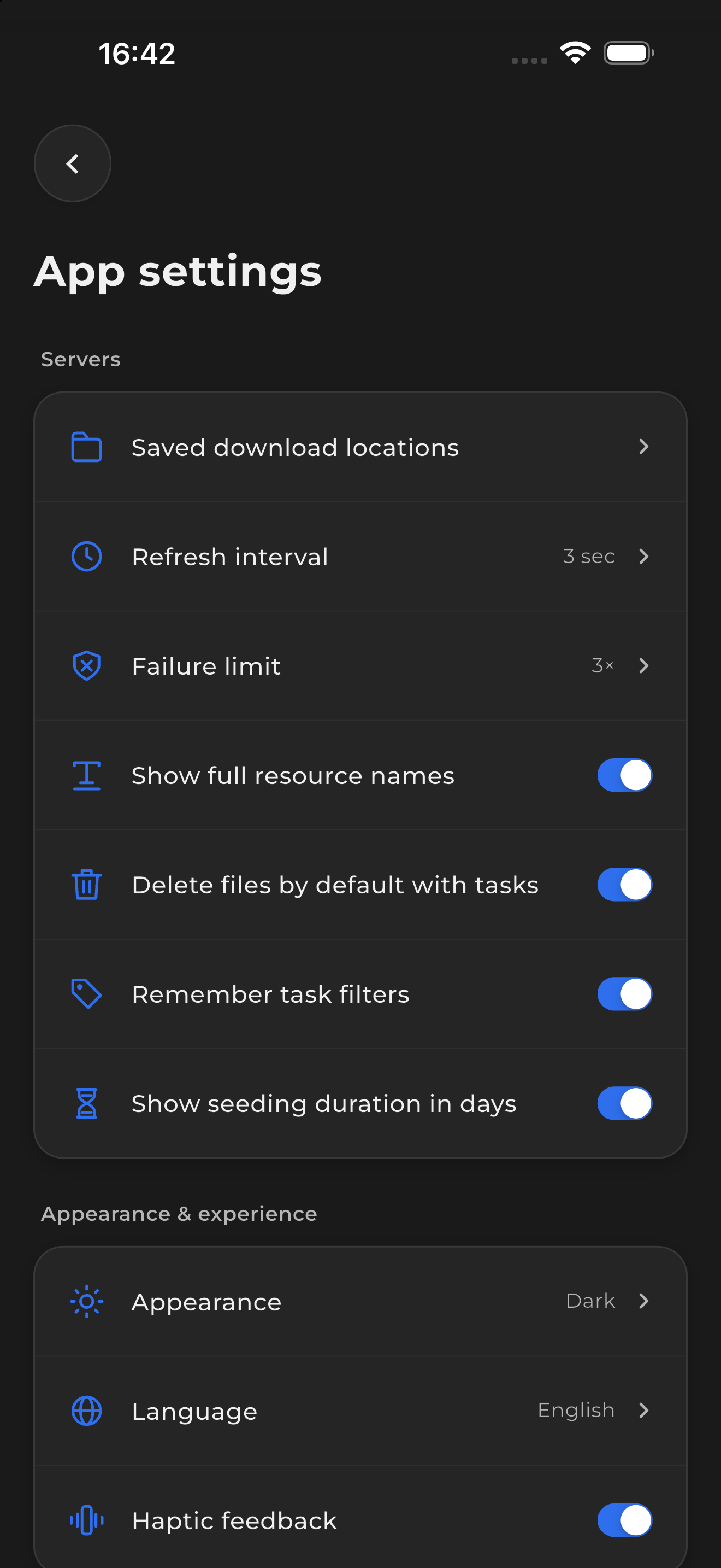 App settings